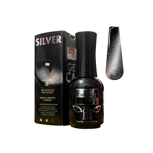 Gel Cat Eye Silver Fantasy Nails
