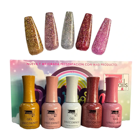 Gel Colección Unicorn 5 pzas Fantasy Nails