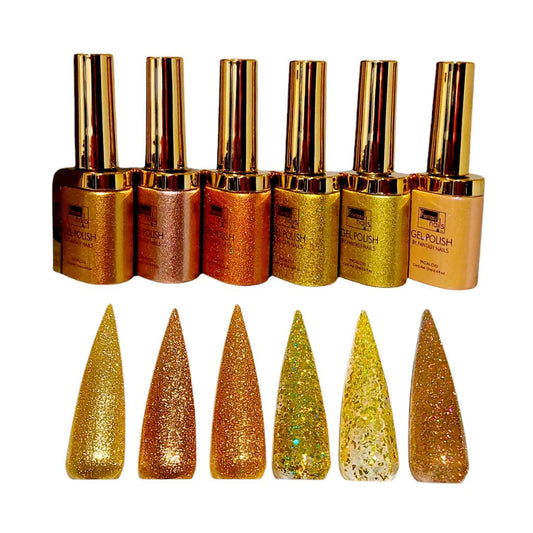 Gel Colección Aurum 24k 6 pzas Fantasy Nails